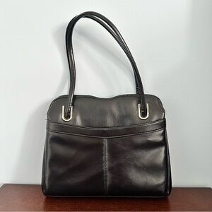 Vintage purse, Black Shoulder Bag, Structured Top Handle, Retro Lined Interior